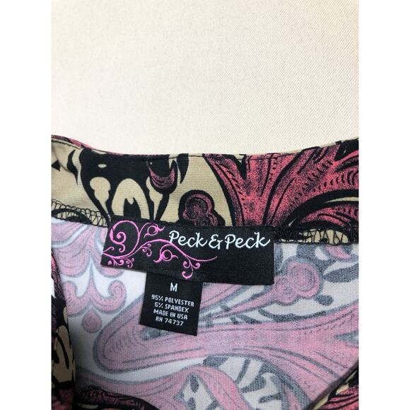 Peck & Peck Women Sheath Dress M 3/4 Sleeve Round Neck Cottagecore Peasant Boho - Picture 6 of 9